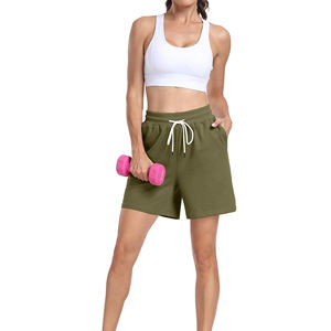 Pantalones cortos de mujer Casual cintura elástica activa pantalones cortos ligeros para mujer poliéster entrenamiento pantalones cortos para correr con bolsillos - Product Image 1