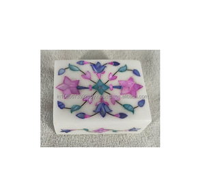 Custom Size & Design <b>Floral</b> Bone Inlay Jewelry <b>Box</b> Highly Crafted Marble <b>Box</b> with Mix Mother of Pearl From India - Product Image 1