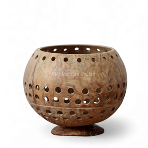 Eco Friendly Coconut Shell <b>Tealight</b> <b>Holder</b> with base for Natural Home Styling and Everyday Decor from Vietnam - Product Image 2