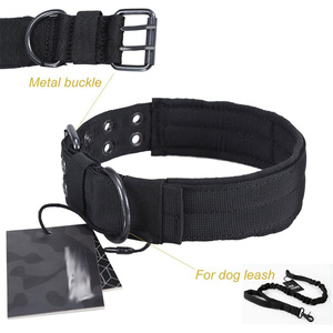Collar táctico ancho para perros, resistente, con doble hebilla metálica, acolchado, de nailon, para entrenamiento K9, para razas grandes y extragrandes. - Product Image 4