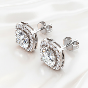 New Trendy 925 Silver Cut Vintage Square Shape VVS Moissanite <b>Halo</b> Design Luxury Stud <b>Earring</b> Women Jewellery Wedding Party Gift - Product Image 6