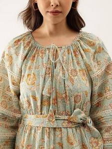 Vestido indio de algodón con bloque de mano para mujer, elegante vestido de fiesta con estampado Floral, vestido de regalo de boda personalizado para novia, vestidos informales - Product Image 4