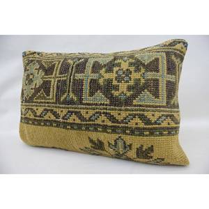 <b>Beige</b> Wool Kantha Pillow 16x24 Inch Woven Vintage Patterned <b>Throw</b> Pillow - Product Image 3
