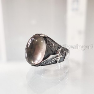 Bague en argent sterling 925 pour homme, avec pierre précieuse naturelle quartz fumé, pierre de naissance de avril, toutes tailles, cadeau d'anniversaire, vente en gros - Product Image 2