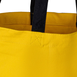 Yellow Canvas Tote Bag Long Handle 12\" X 14\" X 4\" Solid Color <b>Letter</b> Decoration Portable Polyester Lining Open Closure Type - Product Image 3