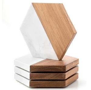 Posavasos de Madera y Mármol Resistentes al Calor, Elegantes, para Servir Bebidas, Mantel Individual y Almohadillas para el Hogar, para Servir Té y Café - Product Image 2