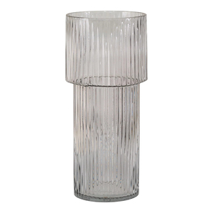 Vase en verre côtelé droit pour la décoration de la maison, les arrangements floraux et le style de table - Product Image 1