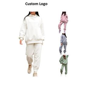 Meilleure Qualité Deux Pièces Surdimensionné Solide Casual Sweat À Capuche Pulls Long Pantalon Ensemble Nouveau Costume De Mode Chaud À Capuche En Gros Sweats - Product Image 3