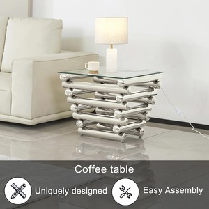 Mesa de Centro Rectangular Moderna de Lujo Ecológica, Muebles de Vidrio y Metal de Nuevo Diseño para Sala de Estar, Hogar, Bodas y Hoteles - Product Image 3