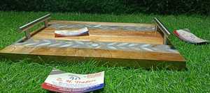 Plateau de luxe en bois incrusté de nacre fait à la main Ramadan Mubarak Dessert et Date plat de service Eid Mubarak célébration - Product Image 4