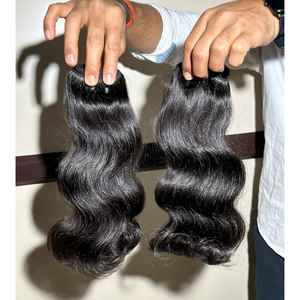 100% Extensions de cheveux humains Remy non transformés de haute qualité paquets de cheveux indiens crus Style de vague naturelle trame de cheveux directe inde - Product Image 4