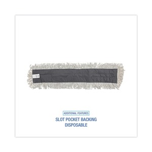 Boardwalk 36 In. X 5 In. Tête de balai serpillère jetable blanche en coton/synthétique avec franges centrales cousues pour le nettoyage des sols - Product Image 4