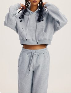 OEM Best Quality Winter Streetwear Oversized <b>Zip</b>-<b>Up</b> Hoodie Pleated Two-Piece Reversible Eco-Friendly Tracksuit Sweat Suit Set - Product Image 3
