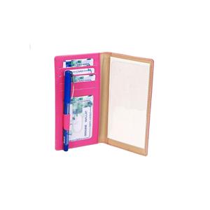Nouveau porte-chéquier en cuir PU avec porte-stylo/carte de couleur rose - Product Image 1