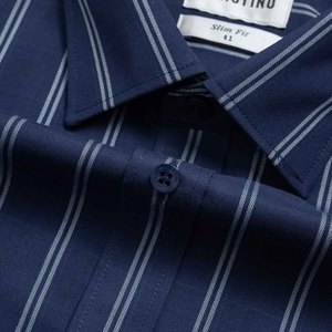 Aristino Camisa de vestir con cuello mandarín a rayas para hombre Antiarrugas Transpirable Secado rápido Verano ALS1880Z - Product Image 3