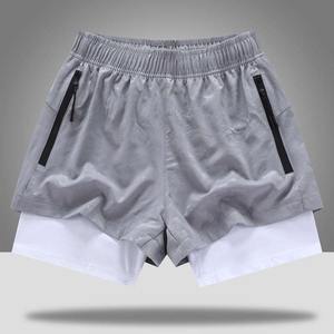 Pantalones cortos deportivos para correr para hombre, ropa de gimnasio, pantalones cortos dobles con cintura elástica, bolsillos sólidos ajustables de ajuste regular - Product Image 4