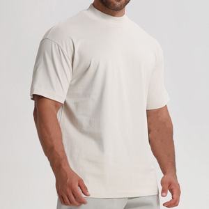 T-shirt pour homme en coton 100% de 250 g/m², surdimensionné, avec logo brodé personnalisé, épaules tombantes - Product Image 1
