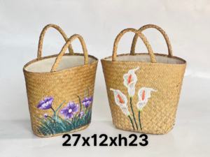Pochette écologique tissée à la main compacte pratique pour les effets personnels fabriqués à partir d'herbe naturelle de carex avec fermeture à glissière - Product Image 4