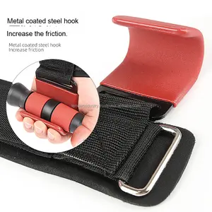 Weightlifting Hook Training Gym Grips Straps Bandage Gloves Fitness Steel Hand <b>Bar</b> Hooks - Product Image 4
