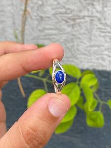 แหวนเงินแท้ประดับลาพิส ลาซูลี ทำมือ แหวนพลอยแทนคำมั่นสัญญา สำหรับผู้หญิง เครื่องประดับแฟชั่นสุดหรู เป็นของขวัญ - Product Image 4