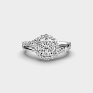 Anillo de Compromiso de Lujo para Mujer con Diamante Cultivado en Laboratorio de 1.0 Quilates, Corte Redondo, Montura de Tensión y Banda Dividida, Joyería de Regalo - Product Image 5