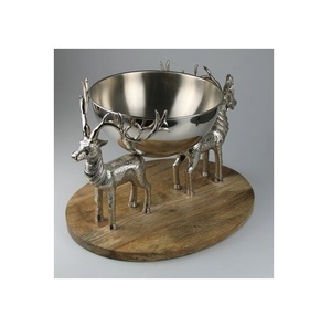 Juego de 2 cuencos para servir con estilo para el hogar, boda, fiesta, frutos secos y frutas, Color dorado, diseño moderno, cuencos de mesa de Metal con soporte - Product Image 3