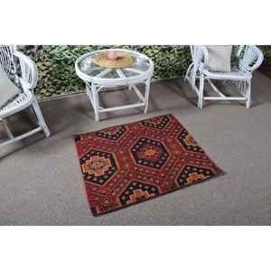 Tapis turc vintage 2,4x3,2 pieds, tapis oriental en laine rouge - Product Image 2