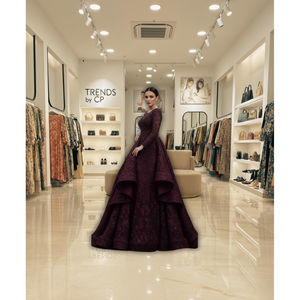 Luxury Dark Purple A-Line Evening Gown - Elegant <b>Beaded</b> Lace & Ruffled Tiered <b>Skirt</b> for Prom, Gala & Special Events - Product Image 3