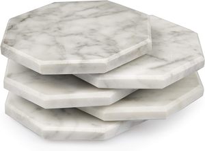 Ensemble de sous-verres hexagonaux en marbre blanc moderne dernier décor à la maison meilleur tapis et tampons de boisson en pierre naturelle support vaisselle - Product Image 2