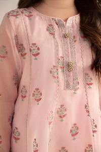 Vestido largo paquistaní para niñas y niños con bordado Zari y tela acrílica Dupatta en contraste para fiesta Eid y ropa festiva - Product Image 3