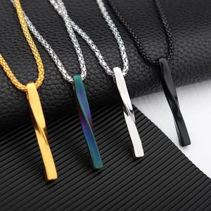 Nueva moda Simple oro Multicolor bala titanio acero colgante para hombres Acero inoxidable barra larga estilo - Product Image 5