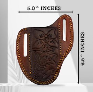 Funda de Cuero Hecha a Mano para Cuchillo de Caza de Acero al Carbono, Impermeable, Duradera, para Llevar en el Cinturón Horizontal, Grado Industrial - Product Image 6