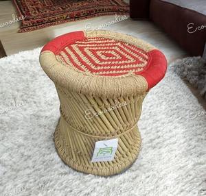 Taburete de caña Sarkanda de mimbre de bambú Natural hecho a mano auténtico estilo de diseño moderno para sala de estar consola con incrustaciones de hueso de jardín - Product Image 3