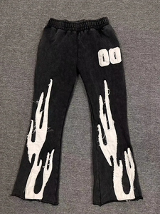 Fabricant personnalisé Impression Broderie Applique Boxy Cropped Hooded Winter Flared Sweatpants Set Hooded Tracksuits Men - Product Image 4