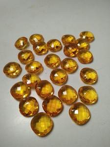 พลอยซิทรีนสีเหลืองกุหลาบธรรมชาติตัดเป็นรูปทรงเบาะขนาด8x8มม. สำหรับการทำเครื่องประดับ - Product Image 2