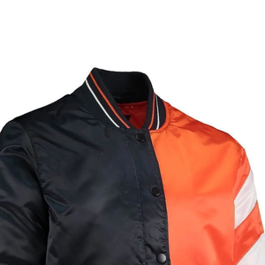 Fabricante de chaquetas OEM, chaquetas universitarias con logotipo personalizado, chaqueta universitaria acanalada de arranque de satén de moda de invierno de color sólido de los años 80 - Product Image 6