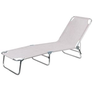 Lettino da Spiaggia Pieghevole in Alluminio Stile Moderno Ecru Viareggio Est per Esterni, Giardino, Parco, Cortile, Piscina, Spiaggia - Product Image 1