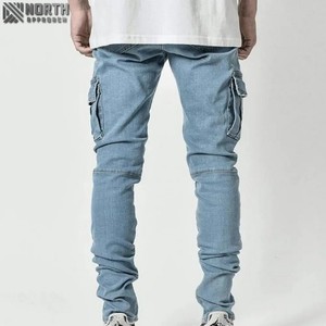 Jeans Denim Délavés de Haute Qualité pour Hommes Automne Hiver Décontracté Style Droit Séchage Rapide Coton Respirant Logo Personnalisé - Product Image 2