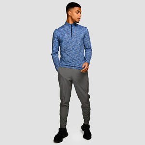 Compagnon de la piste bleu nuit: Chemise à manches longues à fermeture éclair 1/4 avec logo réfléchissant pour homme-Léger, respirant 88% polyester - Product Image 3