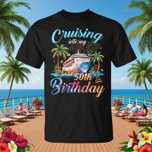 T-shirt promozionale personalizzata per la festa del 50° compleanno in famiglia in occasione di un crociera - Product Image 3