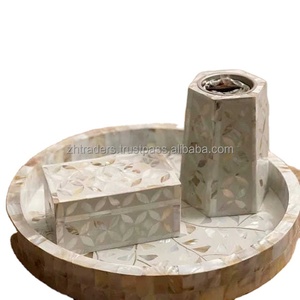 Mabkhara Hecha a Mano para Eid, Ramadán y Decoración del Hogar, Horizonte Dorado, Incrustaciones de Nácar, Juego de Quemadores de Incienso de Madera, Elegante - Product Image 1