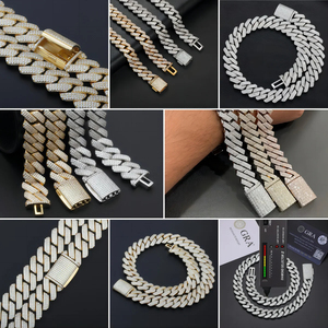 S925 Silver Fine <b>Chains</b> Necklaces Gold Plated Trendy Necklace Miami <b>Chain</b> Cuban VVS Diamond Link Hip Hop Fine Jewelry Men's - Product Image 6