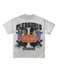 T-shirts en tricot délavés à l'acide pour hommes, haute qualité, style streetwear hip-hop, polyester/coton, avec motifs graphiques personnalisés, vintage, vente en gros - Product Image 4