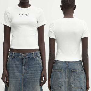 Camisetas de Verano 2026, 280 g/m², Algodón Grueso, Camiseta de Manga Corta para Mujer, Cuello Redondo, Camiseta Básica, Corte Regular, Top Corto Liso - Product Image 1