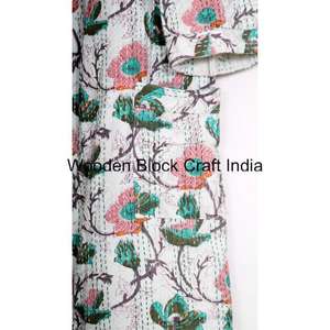 Nouvelle veste kimono indienne faite à la main en kantha, ouverte devant, courte, brodée de suzani, en coton, vêtements d'hiver pour femmes, collection de style tendance - Product Image 3