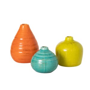 3 Petits Vases Rustique Décoration Maison Fermes Modernes Idéal Étagère Décor Bibliothèque Manteau Multicolore Céramique Vase Set - Product Image 3