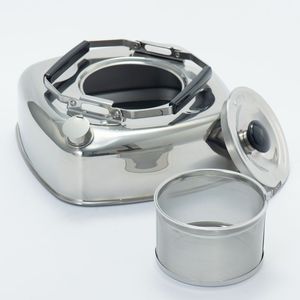 Stackable flat square <b>kettle</b> with stainless steel strainer that fits in the fridge space saving high quality stainless steel - Product Image 2