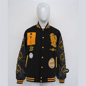 Wholesale High Quality Women's Varsity <b>Jacket</b> Knitted Letter Design Sheep Skin Sleeves Chenille Embroidery <b>Rhinestone</b> Breathable - Product Image 1