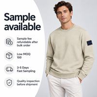 FNJIA Sweat-shirt à manches longues décontracté en coton respirant 100% avec logo en pierre sur le bras, pour hommes et femmes, grandes tailles