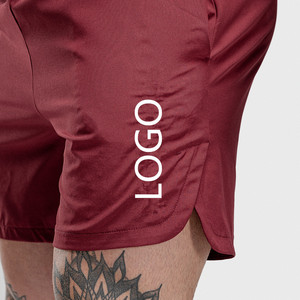 2 1 pantalones cortos de gimnasio para correr y entrenamiento activo para hombre, poliéster Spandex personalizado, transpirable, ligero, reflectante, dobladillo dividido, lona sólida - Product Image 3